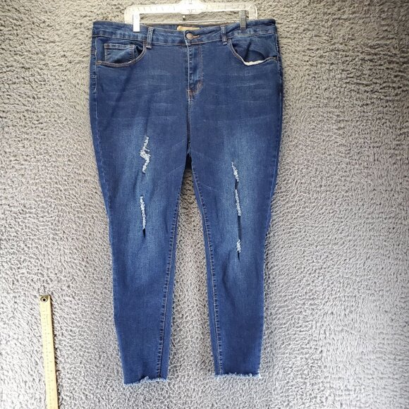 Honey & Bristle Jeans Womens Size 20 Blue Distressed Slim Fit Skinny Denim - Picture 1 of 12